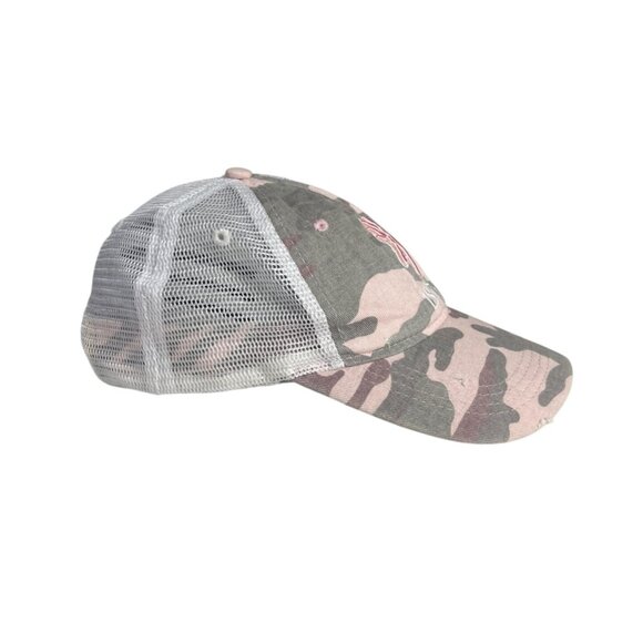 Browning Camo Trucker Hat Mesh Back Pink Gray Embroidered Logo Adjustable - Picture 3 of 8